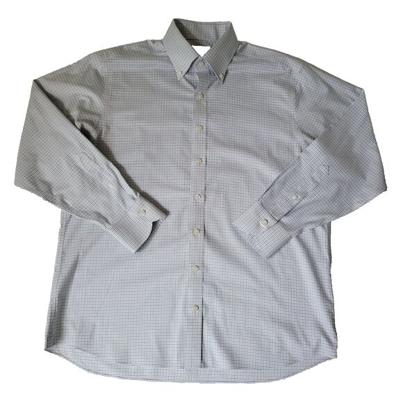 Proper Cloth Non-Iron Check Dress Shirt Men’s XL Blue White Button Down - Picture 1 of 9